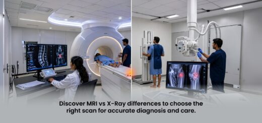 MRI vs X-Ray comparison showing diagnostic imaging for bones, joints, and soft tissue injuries